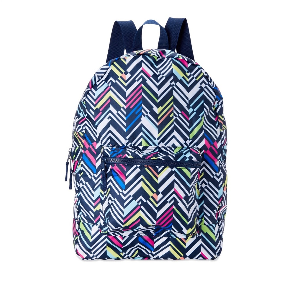 Colorful Zig-Zag Patterned Packable Bookbag